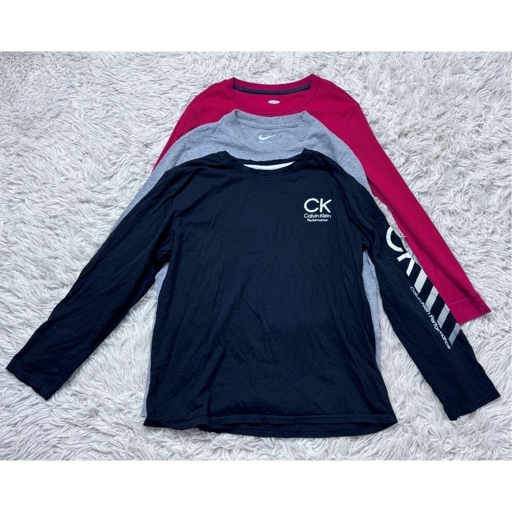 3 piece boys long sleeve Tshirt bundle size  L 14-16 by Calvin Klein, Nike & Old